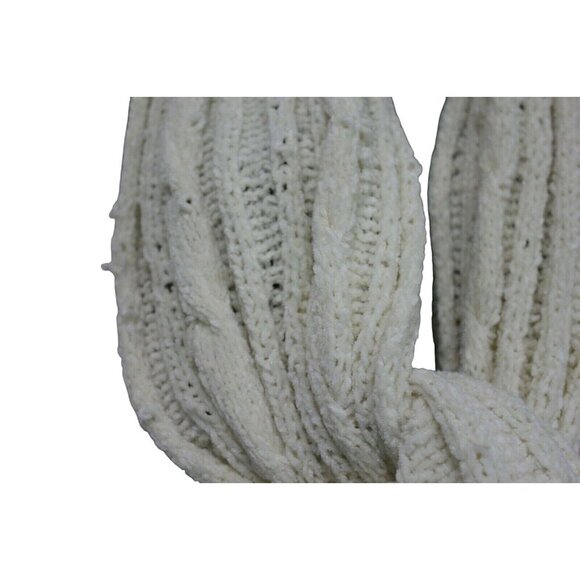 Womens Neck Head Scarf Wrap Shawl Ivory Nubby 14" x 70" - Picture 2 of 3